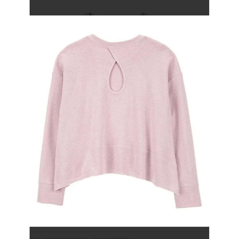 Ballet Pink Osh'Kosh Waffle Knit Long Sleeve Raw Hem Top 14 Girl's Boxy Flowy